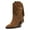 Brown, variant on YDN Women Fashion Fringe Pointy Close Toe Mid Calf Boots Pull On Chunky High Heel Western Winter Tassels Booties Shoes Size 7 Brown