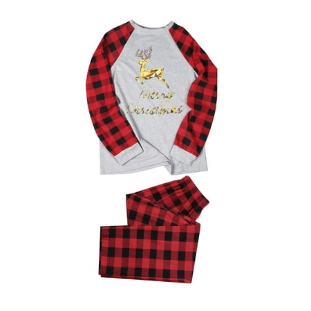 

NECHOLOGY And Plaid Family Christmas Pajamas Matching Family Pajamas Sets Christmas PJs Thanksgiving Family Pajamas Suit Grey X-Large
