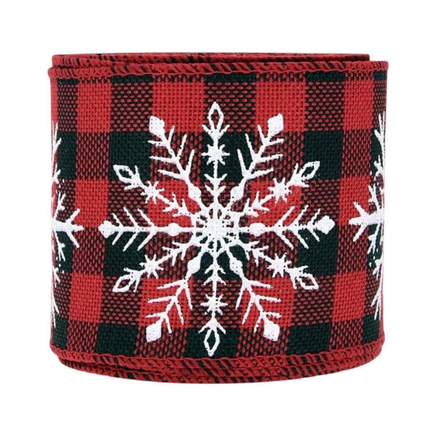 Cinta navideña de 10 yardas con borde de alambre para hacer moños, coser o regalar en San Valentín. negro rojo