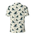 thumbnail image 3 of Vsdgher Party Shark Cute Print Men's Short Sleeve Stretch Polo Shirt, Moisture-Wicking Performance Polo Shirt, 3 of 8