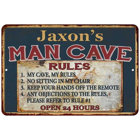 Jaxon's Man Cave Rules Chic Rustic Green Sign Home 16 x 24 Matte Finish Metal 116240049285
