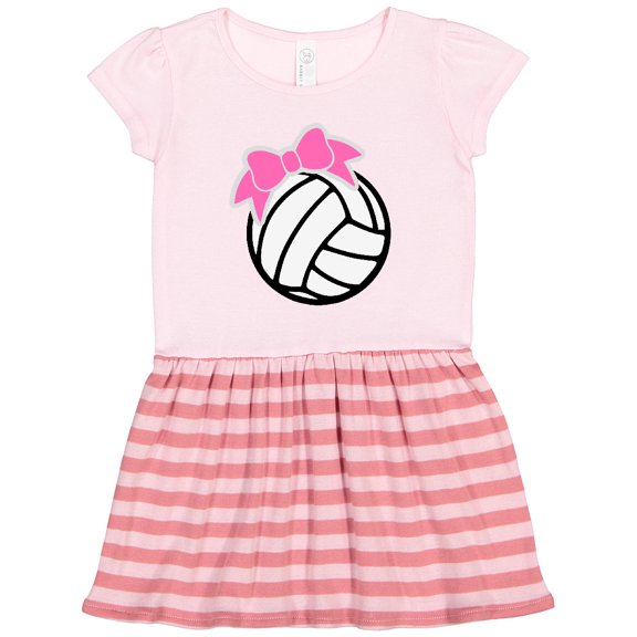 Inktastic Volleyball with Pink Bow Gift Toddler Girl Dress