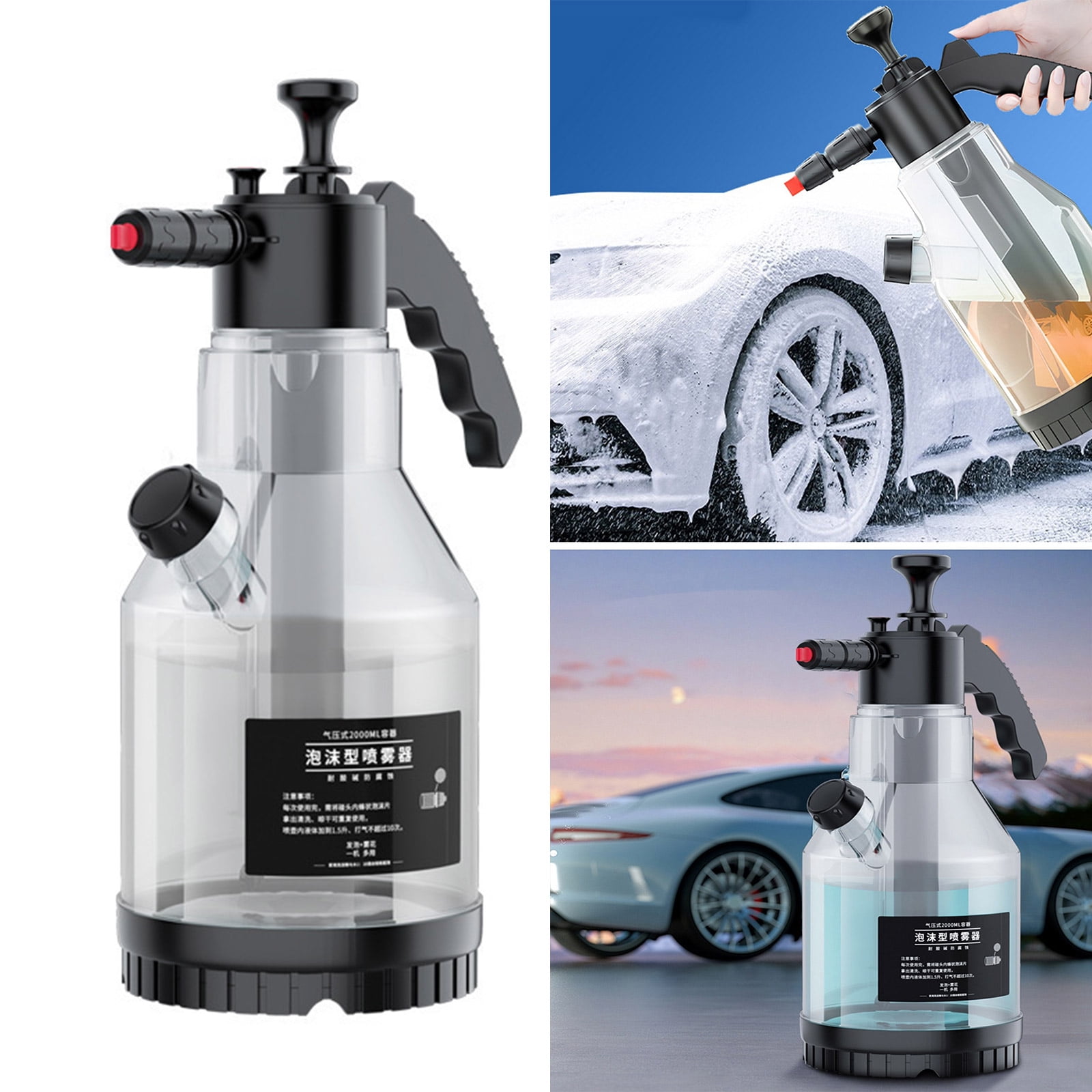 BELOWSYALER 2Liters Pumps Foam Sprayer, 0.5 Gallon Car Wash Sprayer, Foaming Pumps Sprayer,Hand Pressurized Soap Sprayer for Home