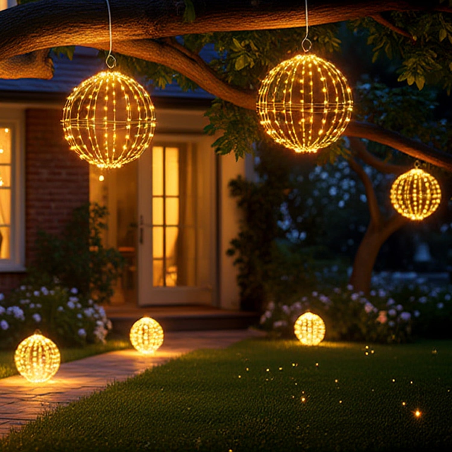 272 LED Christmas Ball Lights, 20 Inch Lighted Sphere Balls with 8 Lighting Modes & Timer, Waterproof for Outdoor Christmas Decorations Yard Porch Garden Patio Trees Holiday Lights Home Yard Display