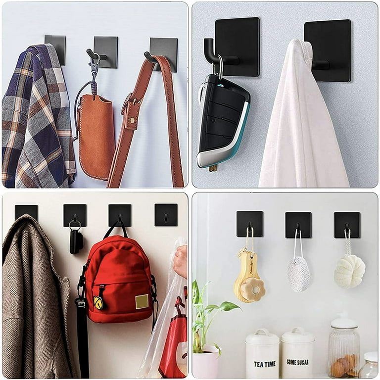Adhesive Towel Hooks - Self Adhesive Robe Hooks Home Coat Hook SUS 304  Stainless Steel Bathroom Hooks Stick on Wall With Glue