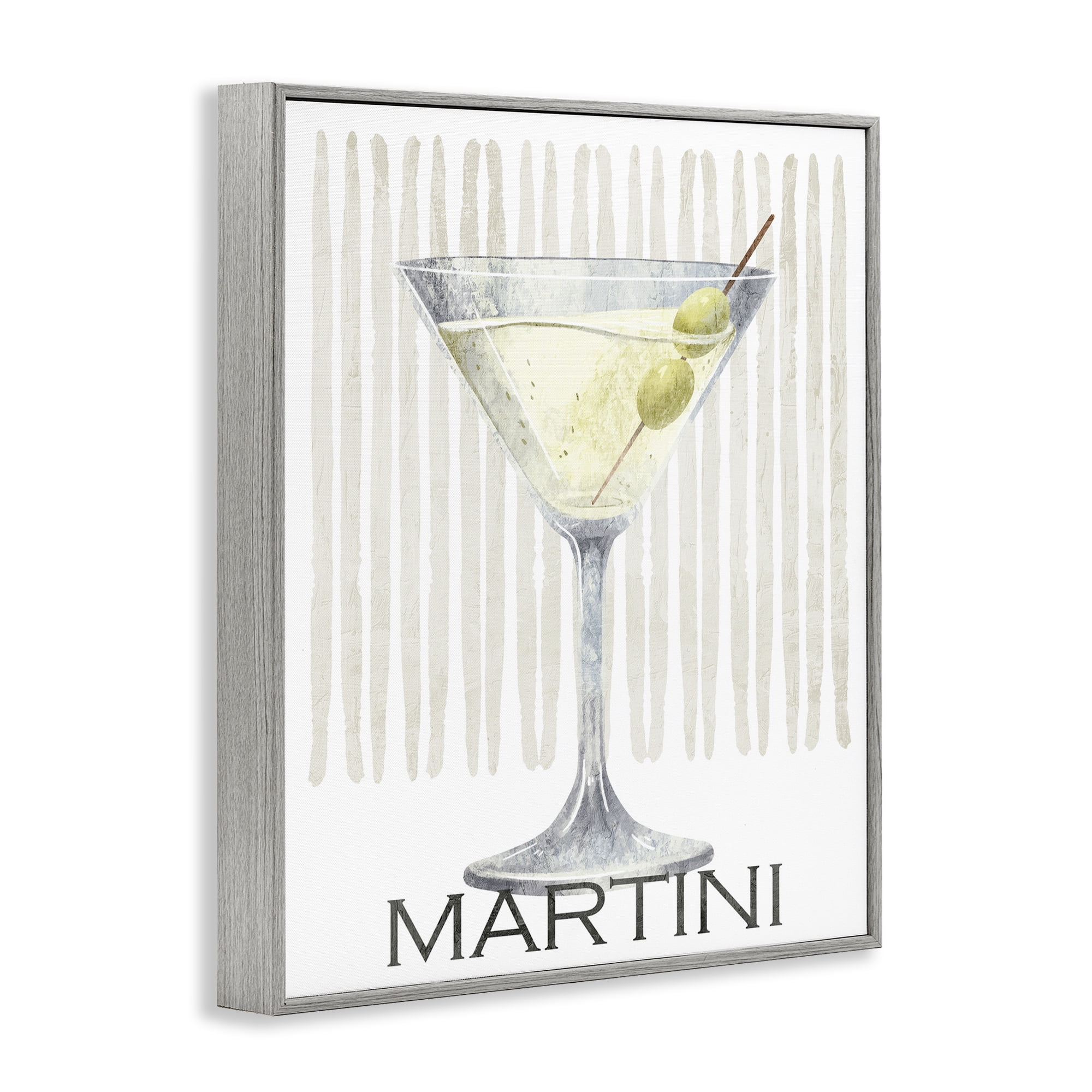 Stupell Industries Subtle Martini Drink Gray Framed Giclee Art, design by Kim Allen
