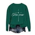 thumbnail image 2 of GuzomFashion Festive Womens Green Christmas Cross Heart Graphic Sweatshirt - 100% Polyester Loose Fit Round Neck Long Sleeve Religious Casual Pullover,Size M, 2 of 5
