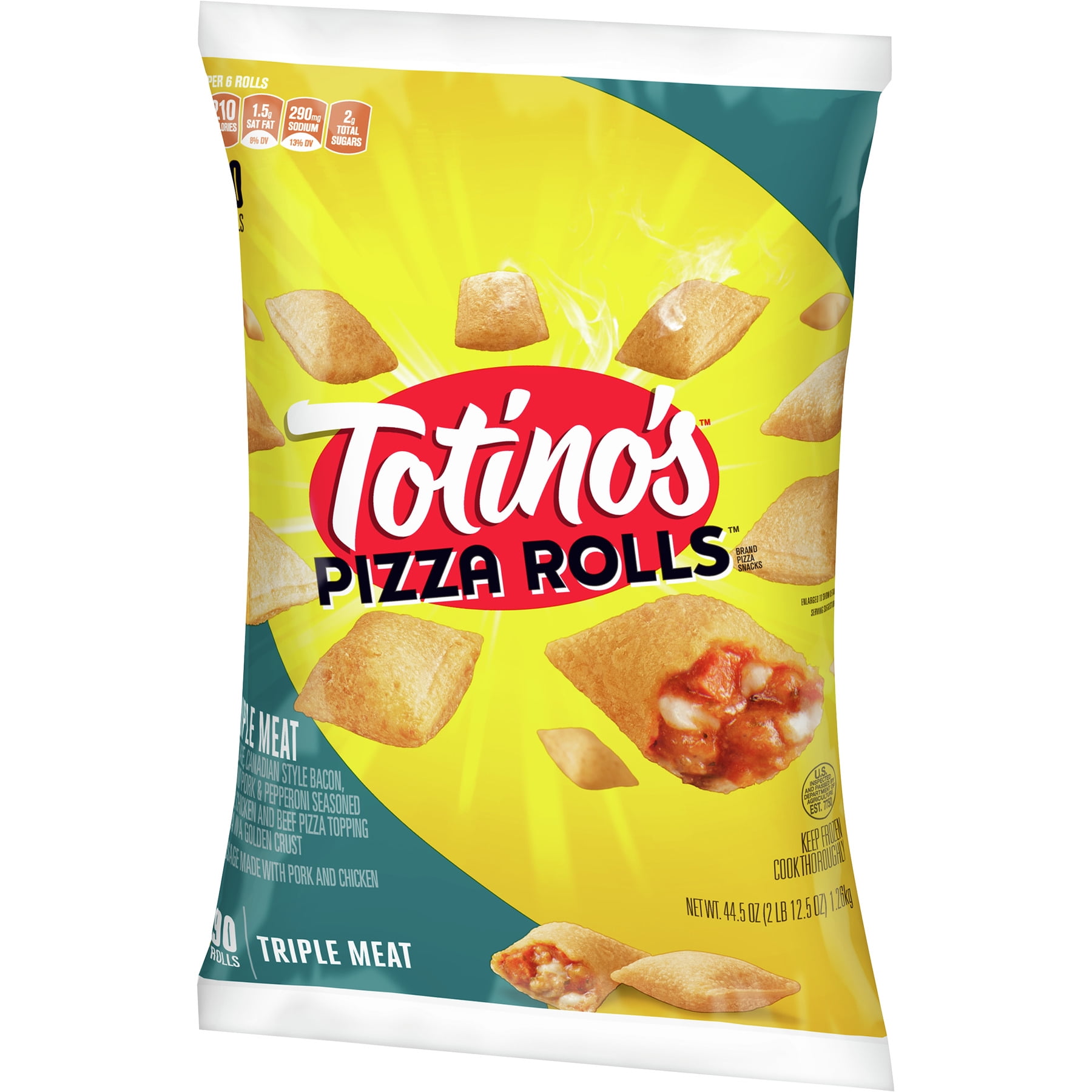 Totino's Pizza Rolls, Triple Meat, 90 Rolls, 44.5 oz Bag