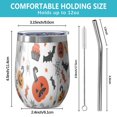 thumbnail image 5 of 12oz Stemless Wine Tumblers Colorful Halloween Icons Pattern Vacuum Insulated Stainless Steel Travel Tumbler Cups Mug with Lid and Straw for Champaign,Cocktail,Beer with Cleaning Brush, 5 of 5