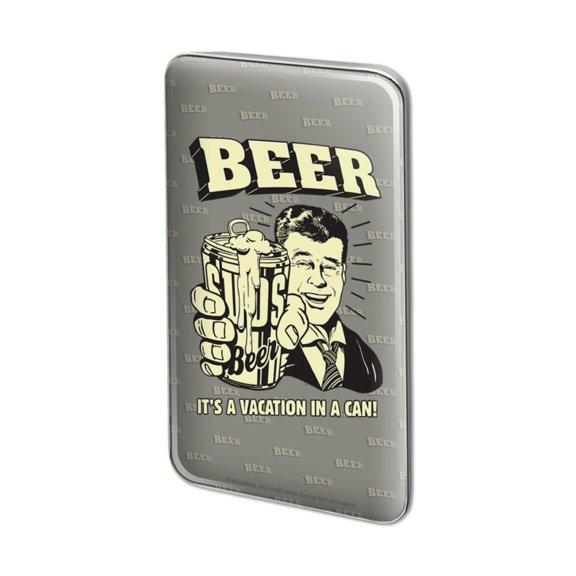 Beer It's a Vacation in a Can Funny Humor Retro Metal Rectangle Lapel Hat Pin Tie Tack Pinback