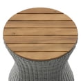 thumbnail image 5 of Christopher Knight Home 17.5" Round Outdoor Patio Side Table with Wood Top, Wicker Base, Gray + Natural, 5 of 10