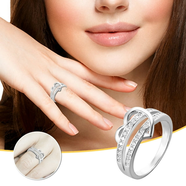 Xihbxyly Anillo para Dama, Elegante Diseño de Aleación de Diamantes, Accesorio de Moda, Perfecto para Fiestas, Uso Diario, Idea de Regalo Única, Viene En Empaque Opp.