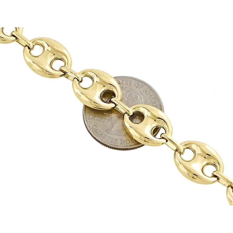 Real 10K Yellow Gold 3D Hollow Puff Gucci Link Chain 12mm Real 10K Yellow Gold 3D Hollow Puff Gucci Link Chain 12mm