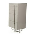 thumbnail image 3 of Cid Vili 47 Inch Tall Dresser Chest, 5 Drawers, Gray High Gloss Wood, Steel, 3 of 6