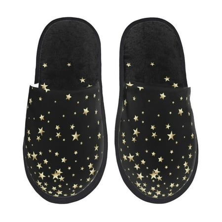 Balery Star Silver Glitter Slient Indoor Furry Fleece Comfort House Shoes Soft Non-Slip Home Shoes Cotton slippers House Slippers-- Medium