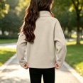 thumbnail image 6 of Falkdiz Long Sleeve Sweatshirts for Girls Warm Winter Pullover Outdoor 1/4 Zipper Casual Solid Color High Neck Girls Shirts Khaki , Size: 120, 6 of 8