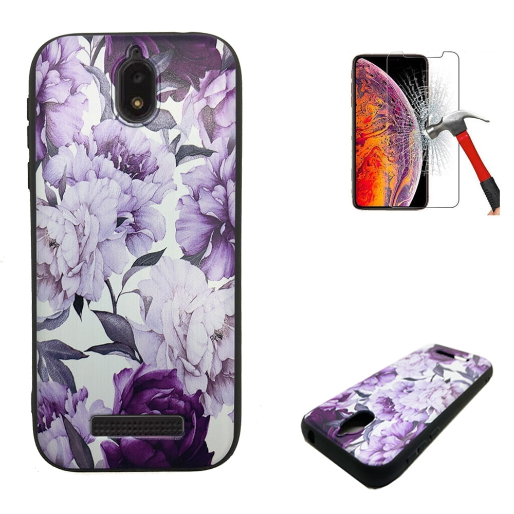 For Blu View 2 Case with Screen Protector (B130DL)/ View2 Flexible Case (Gel Rose +Tempered Glass)