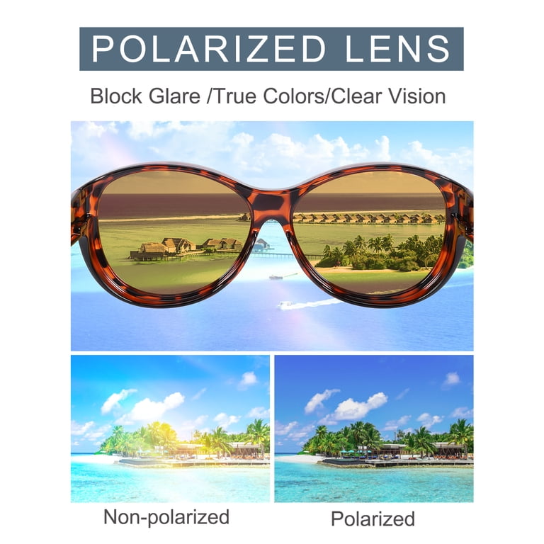 TINHAO Polarized Fit Over Sunglasses Women, Leopard photo 3