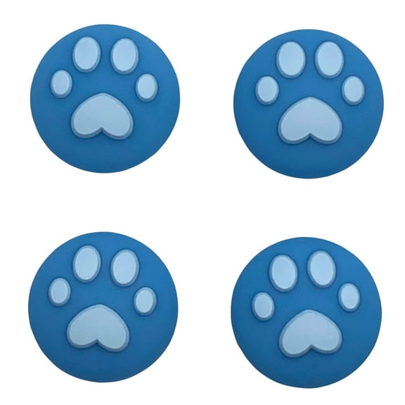 JenDore Blue White Paw 4Pcs Silicone Thumb Grip Caps for Nintendo Switch