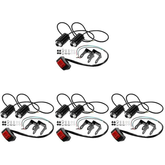 4 Sets Motorcycle Accessory LED Bulb Driving Lights Motorbike Man Black