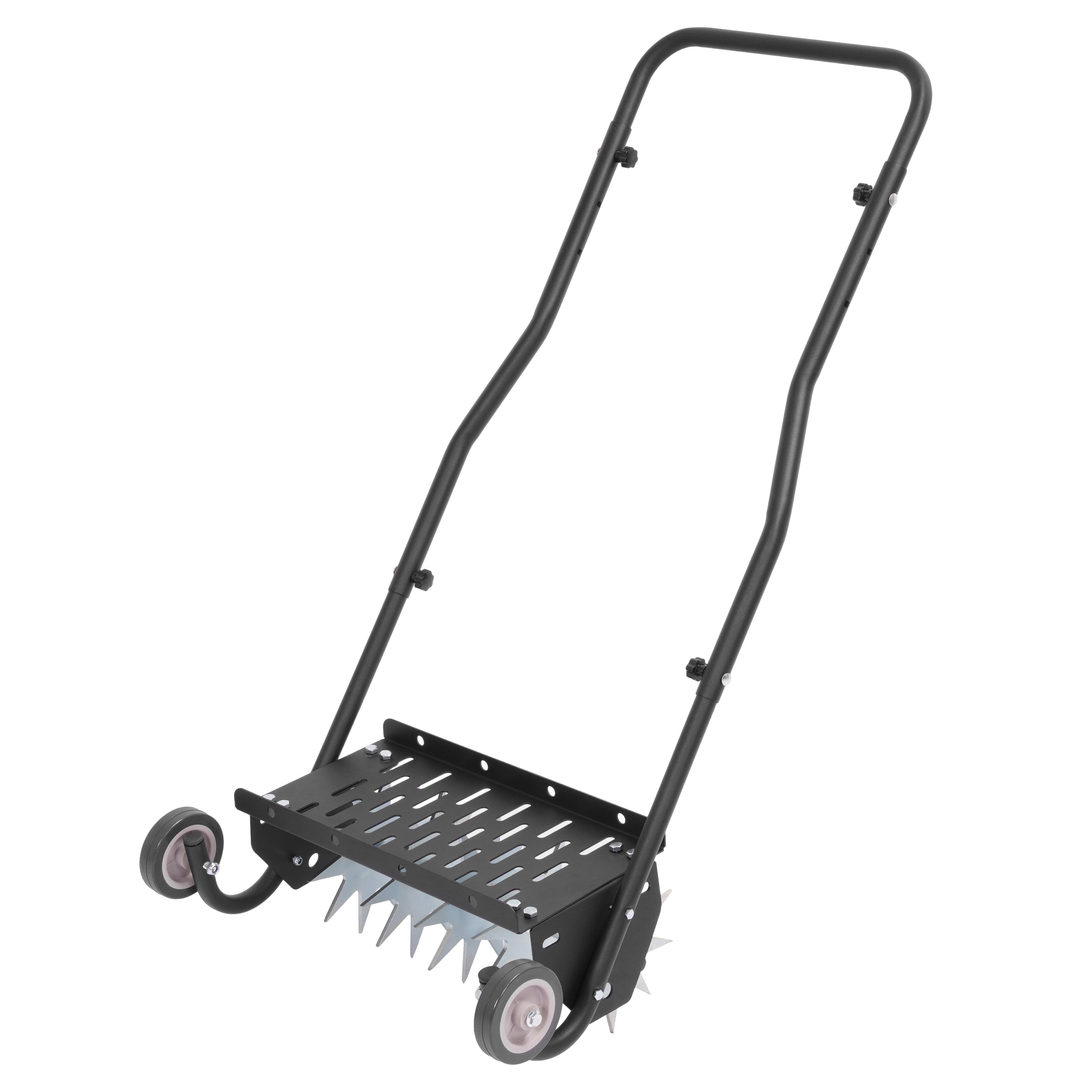KOJEM 18-Inch Push Spike Aerator Heavy Duty Rolling Lawn Aerator Rotary Spike Lawn Aerator Manual Aeration Equipment with Steel Handle Suitable for Lawns Garden and Yard Grass Aeration