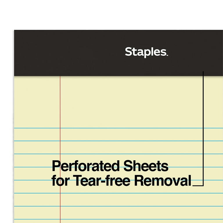 Staples Perforated Notepad, Narrow Ruled, White, 5 x 8, 12/Pack