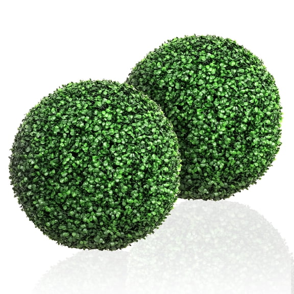2 PCS 20in 2 Layers UV-Resistant Greenery Balls Faux Boxwood Decorative Balls Artificial Plant Topiary Ball Outdoor Garden Spheres Decorative for Backyard, Balcony