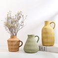 thumbnail image 3 of Ceramic Flower Vase，Handmade Vertical Stripes Painted Vase，Rustic Home Decor  for Fireplace Kitchen Living Room Centerpieces, 3 of 10