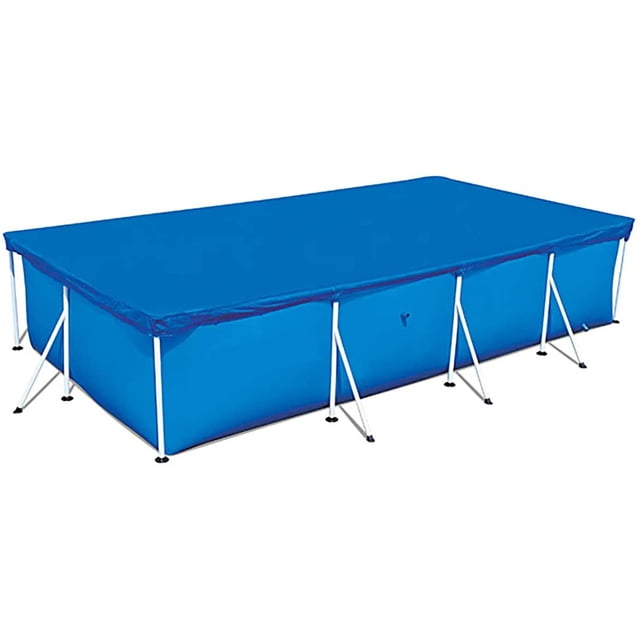 goowrom Rectangular Pool Cover, Dustproof Rainproof Swimming Pool Cover Cloth with Wear-Resistant Rope, Blue