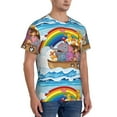 thumbnail image 2 of Vsdgher Rainbow Animals on Noah's Ark Print Men's Dry Fit Mesh Athletic Shirts Moisture Wicking Tennis T-Shirt Tops, 2 of 9