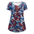thumbnail image 5 of Xihbxyly Womens Tops, Shirts for Women Button Down Shirt V Neck Henley Loose Tops Short Sleeve Blouses Tunic Tops Casual Pleated Basic Pullover Independence Day Tops # Clearance Items #3, 5 of 5