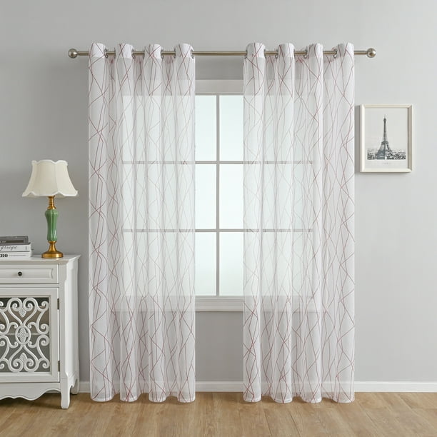 Bcloud Linen Sheer Curtains Light Filtering Semisheer Polyester Linen Sheer Curtain Panels for