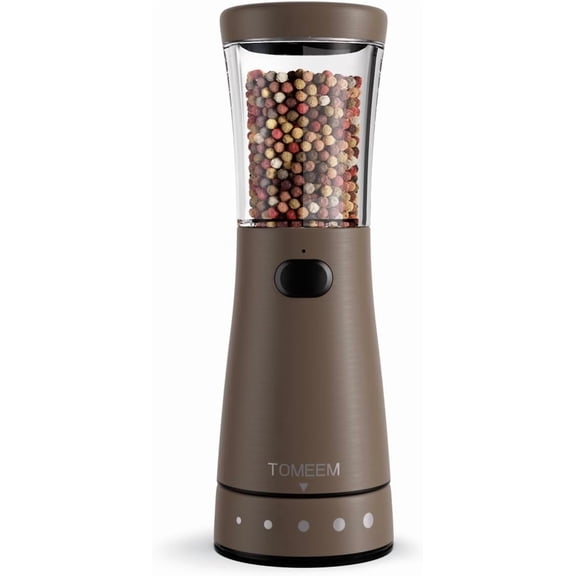 Tomeem Electric Salt and Pepper Grinder Stainless Steel USB Rechargeable, Adjustable Coarseness with LED Light
