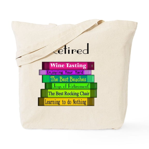 CafePress - Retired Book Stack 2 Tote Bag - Unisex Canvas Tote Bag, Beige, 1-Piece