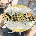thumbnail image 2 of Bee Daisy Round Tablecloth, Fitted Table Cover with Elastic for 36"-44" Round Tables, Botanical Eucalyptus Leaves Spring Love Yellow Table Cloth Outdoor Indoor Dinning Party Waterproof Tablecloths, 2 of 7