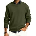 thumbnail image 2 of Men's Round Neck Long Sleeve Ribbed Knit Pullover, Sweater for Cold Weather, Indoor Warmth and Everyday Essentials,Green,2XL, 2 of 7