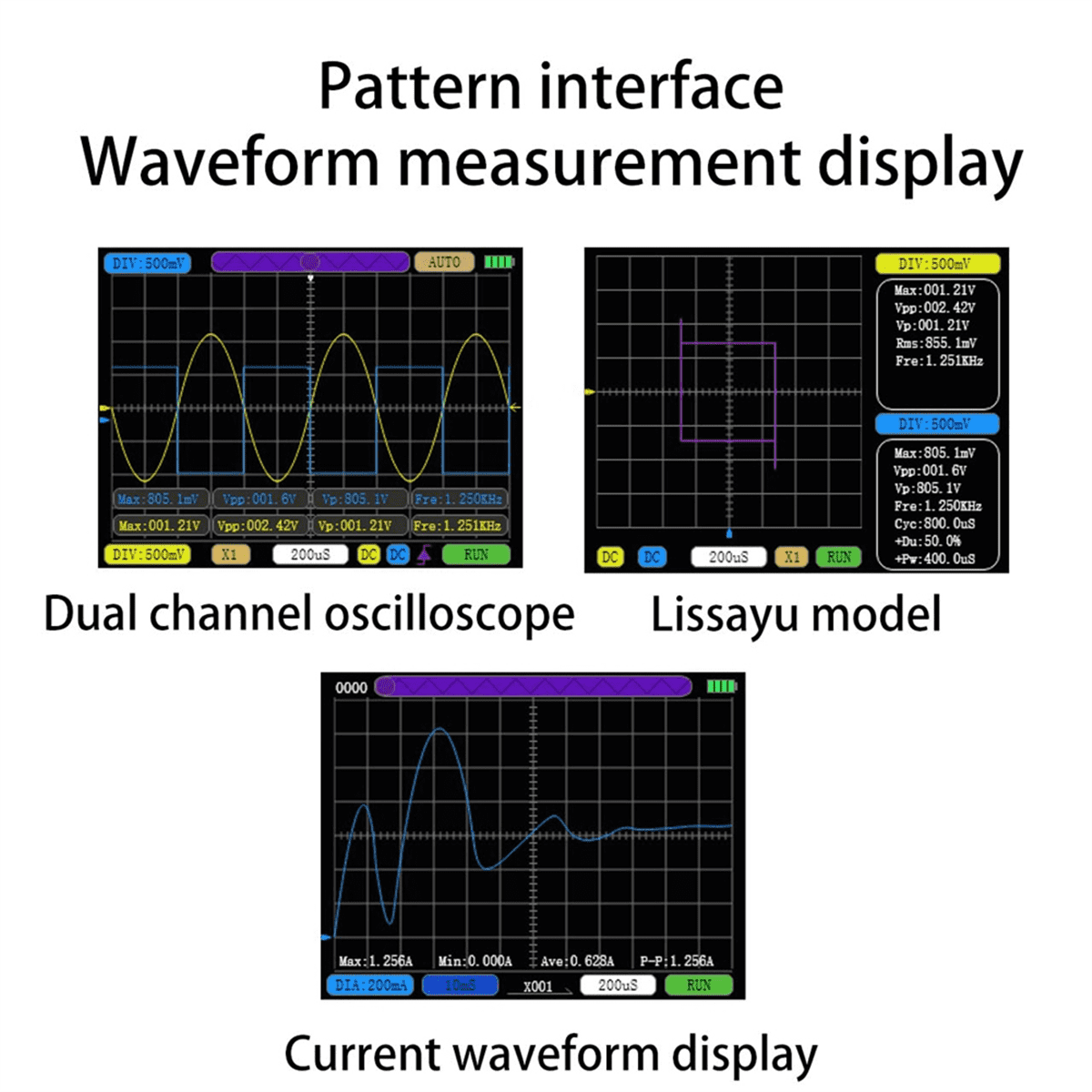 Digital Oscilloscope Dual-Channel 50M Sampling Rate 10M Analogue Bandwidth 6A Current Waveform Measurement B