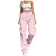 thumbnail image 1 of Womens Daily Casual Solid Rompers for Women Long Pant Casual Color 4 Pockets Elastic Business Casual Pants Women Plus Waist Pants Long Trousers Womens Pants Casual Work Wide Leg Cargo Pants, 1 of 5