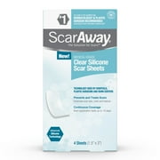 ScarAway Silicone Scar Sheets Shrink, Flatten and Fade Scars, Clear, 4 Reusable Sheets
