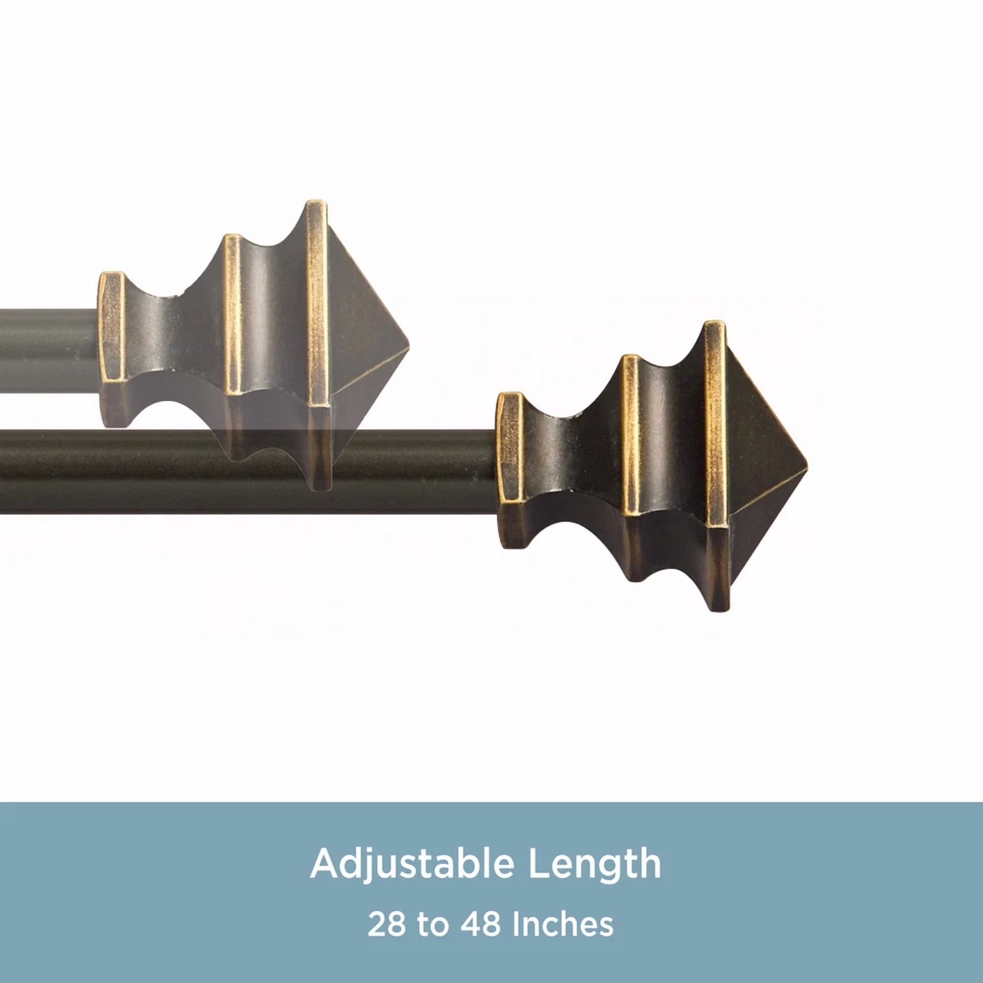 PRIME - Kenney Arts & Crafts 28-48" Adjustable Curtain Rod, 1/2" Dia., Oil Rubbed Bronze