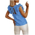 thumbnail image 4 of Women's Tanks Casual Racerback O-Neck Ruffle Sleeveless Tops for Summer Loose Blouse Tank Women’s Wardrobe Blue L, 4 of 6