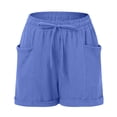 thumbnail image 7 of Shorts for Women 2026 Summer Elastic Waist Drawstring Straight Leg Casual Beach Shorts Loungewear with Pockets, 7 of 7