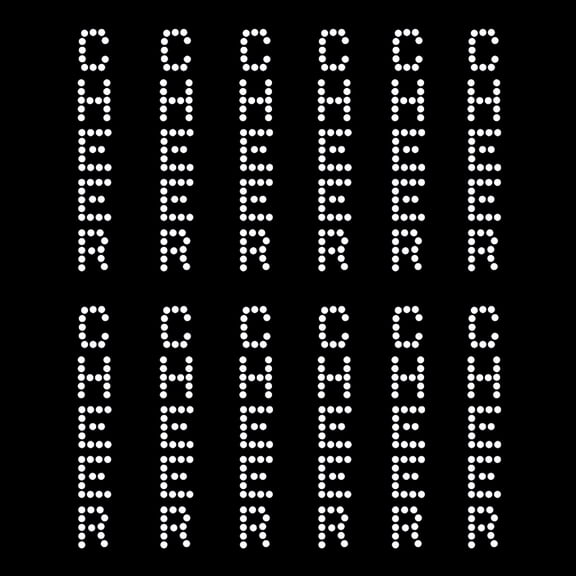 Set of 12 Cheer Vertical Cheerleading Small Bling Cheerleader Iron-on Clear Rhinestone Transfer by JCS Rhinestones