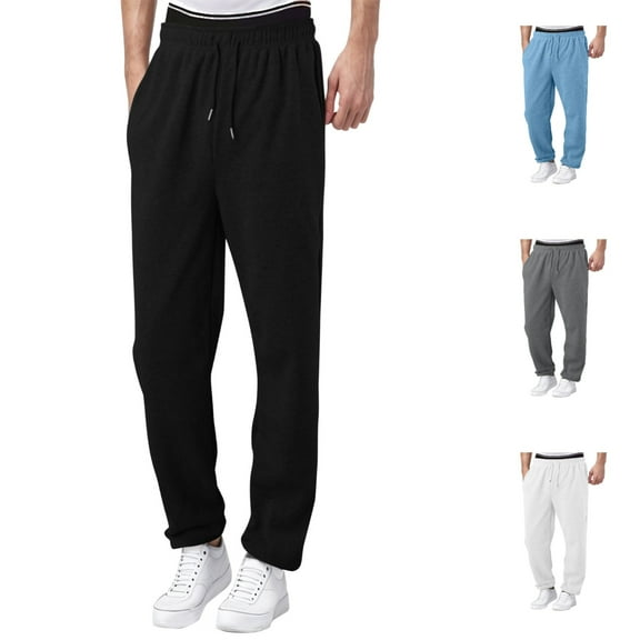 Boys Grils Sweatpants with Pockets Elastic Waist Drawstring Wide Leg Casual Pants Loose Fit Comfortable Sports Solid Color Kids Trousers Black Sizes 5-6 Y