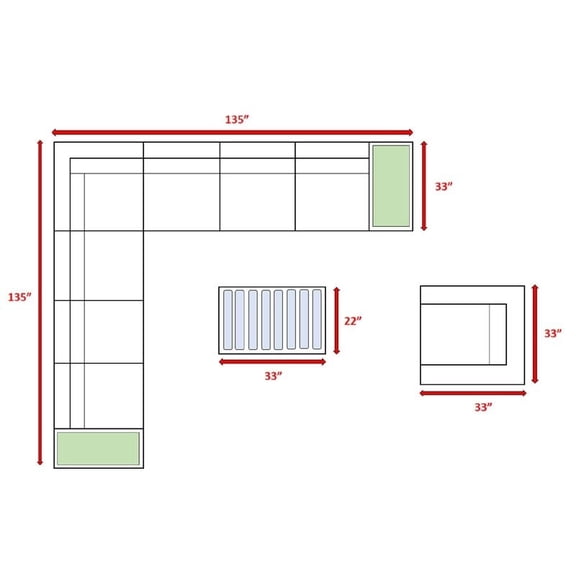 Living Source International 11-Piece Rattan Sectional Set with Cushions in Brown