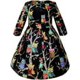 thumbnail image 2 of Girls Dress Fit-and-flare Owl Print Party Long Sleeve Cute 10 Years, 2 of 5