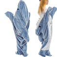 thumbnail image 2 of Saco de dormir de tiburón de dibujos animados para niños y adultos, manta de siesta de oficina, chal de sirena de tela suave y acogedora, Karakal Fivean unisex, 2 of 2