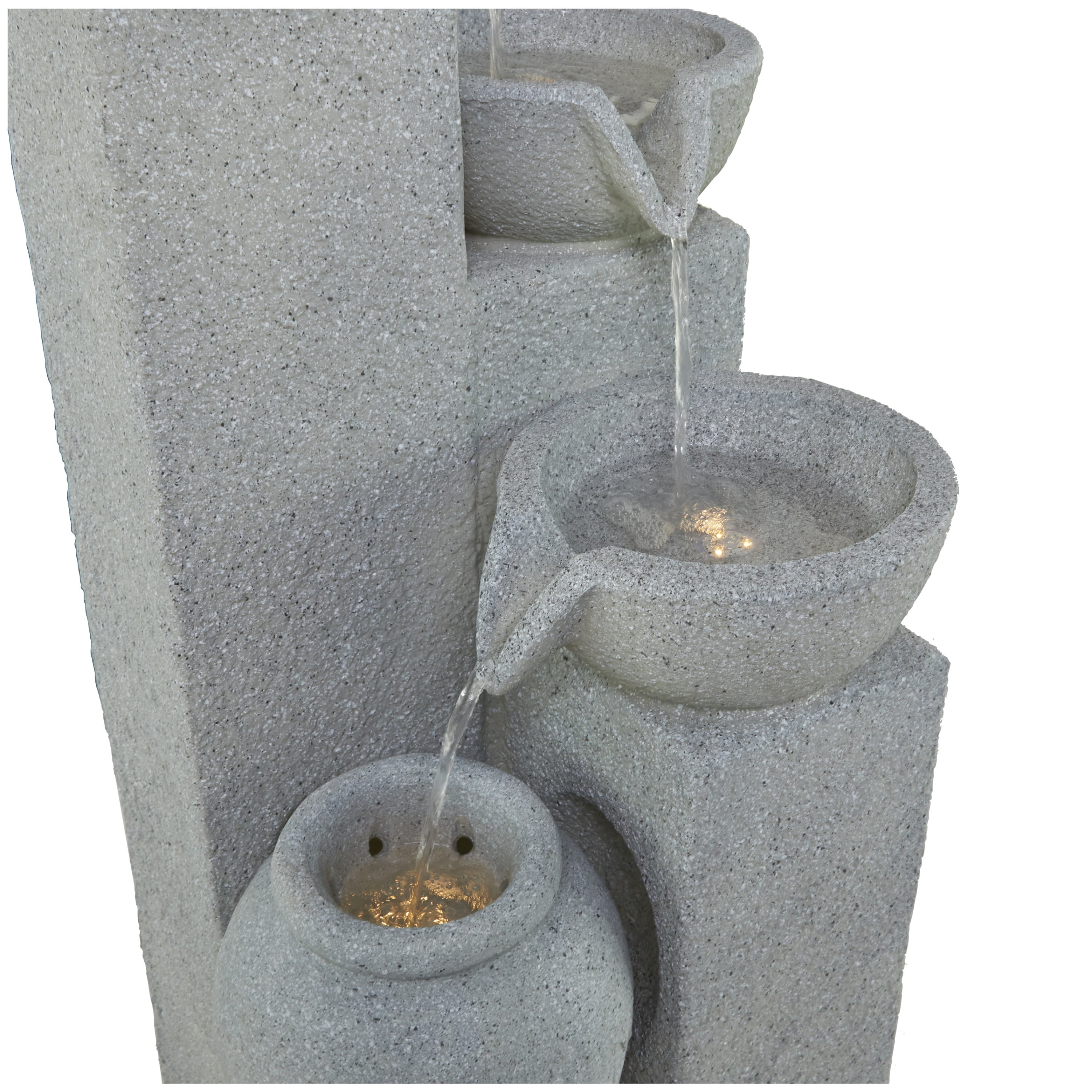 DecMode Light Gray 4 Tier Fountain Indoor Outdoor Decor with LED Light