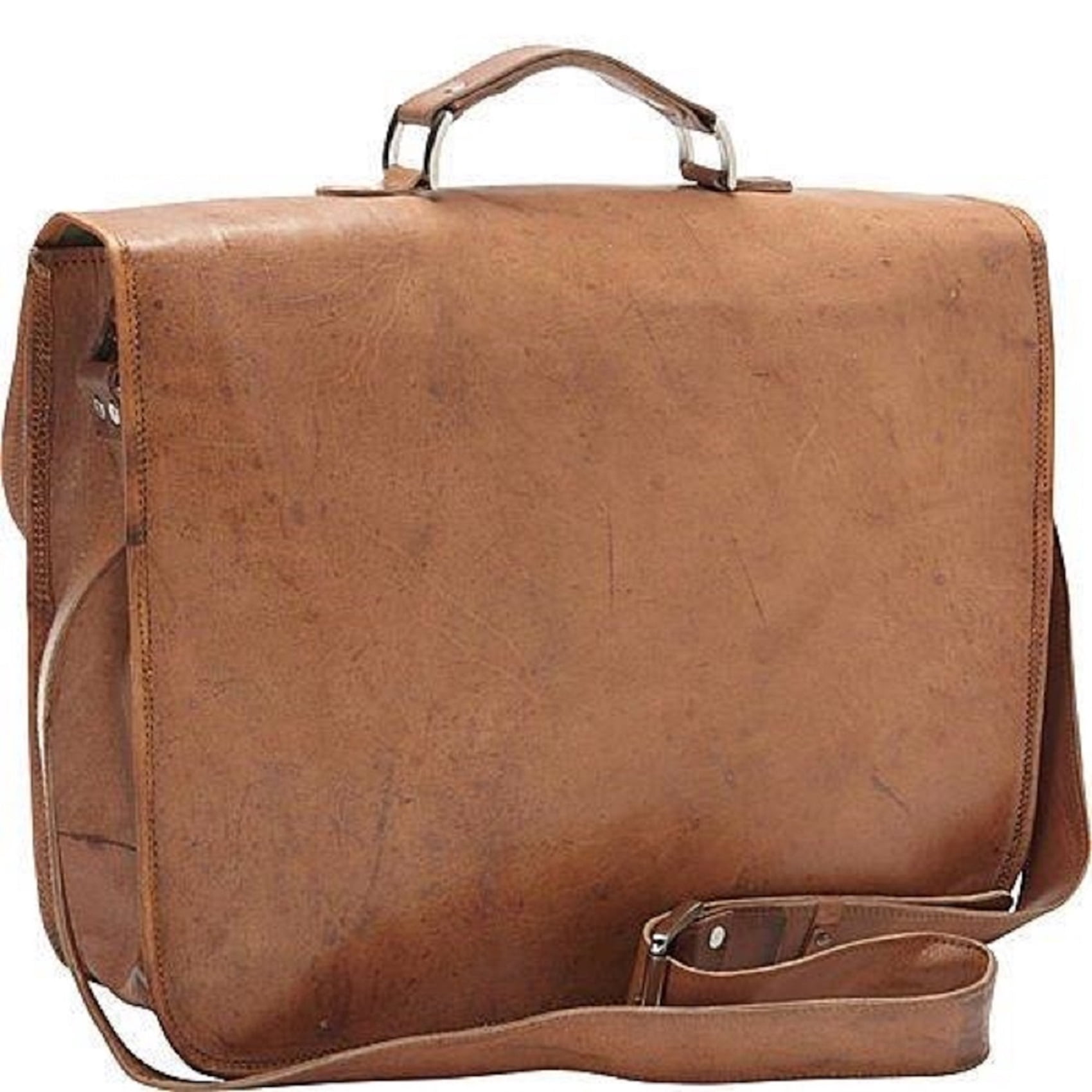 Sharo Large Office Genuine Leather Laptop Bag, Brown