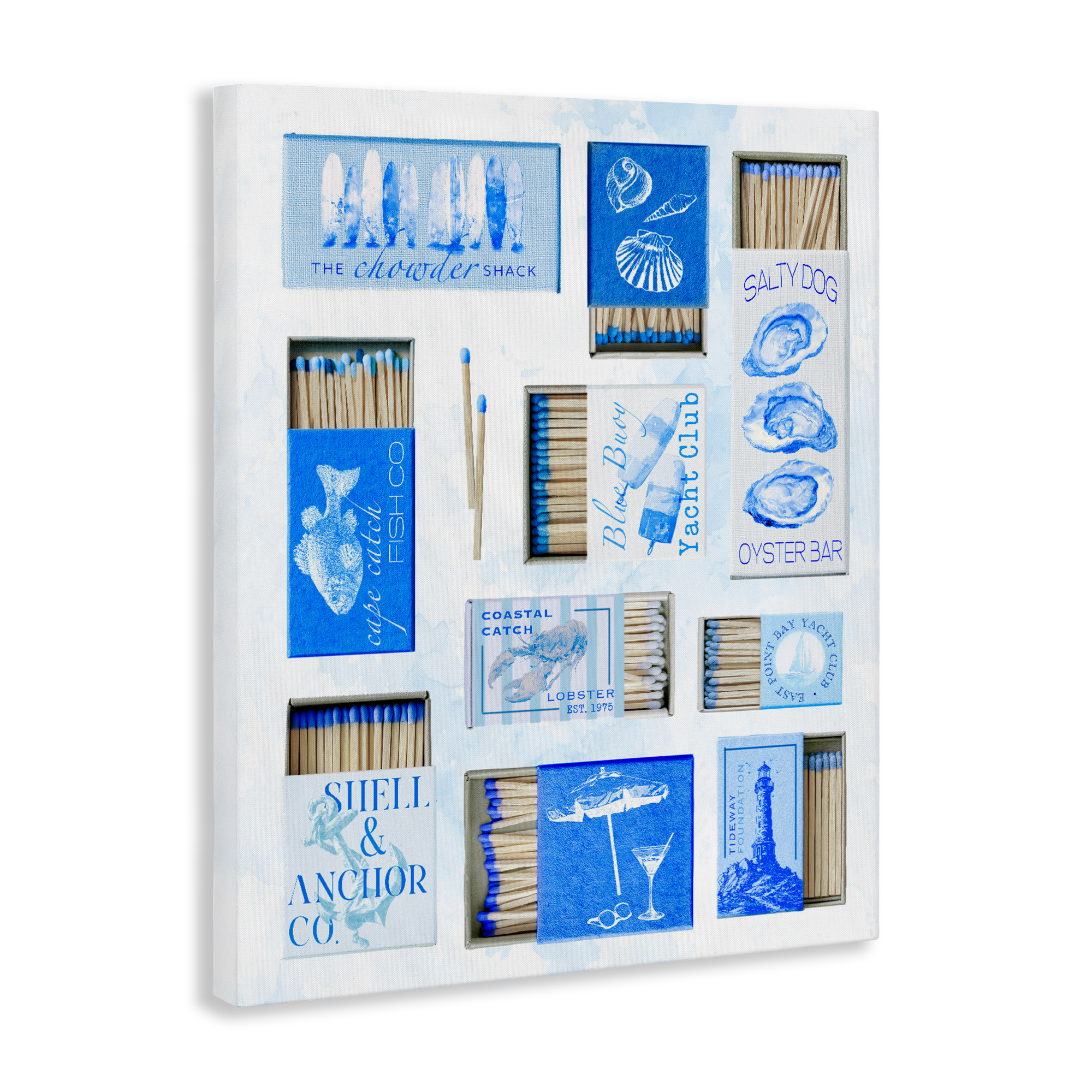 Blue Coastal Matchboxes Canvas Wall Art, design by Ziwei Li